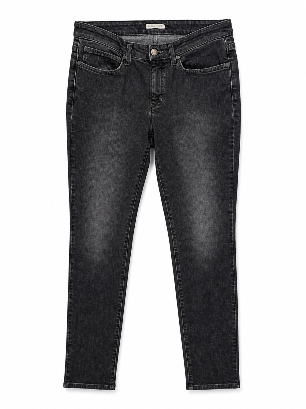 Eileen Fisher Black Faded Skinny Jeans Size 6 Stretch Denim 30” Inseam